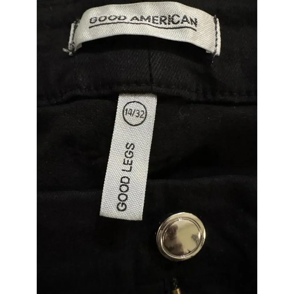 NWT Good American Good Legs Black Ripped Jeans Size 14/32 - Picture 4 of 6